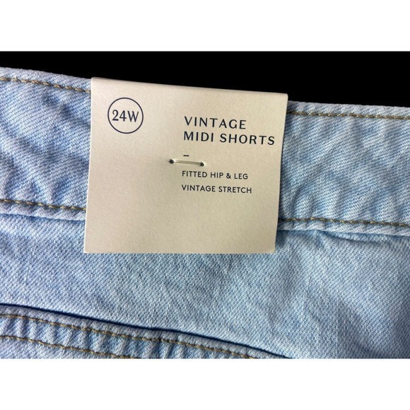 Universal Thread VTG Stretch Midi Denim‎ Shorts Plus Sz 24W Fitted Hip & Leg NWT - Picture 8 of 11
